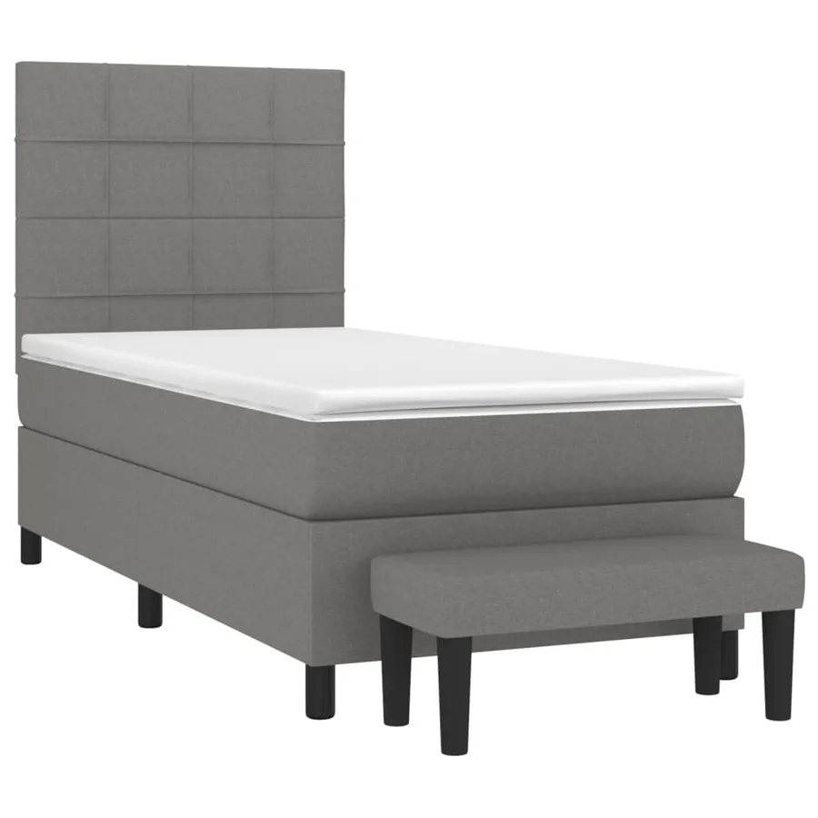 Sommier à lattes de lit avec matelas Gris foncé 100x200cm Tissu - 3
