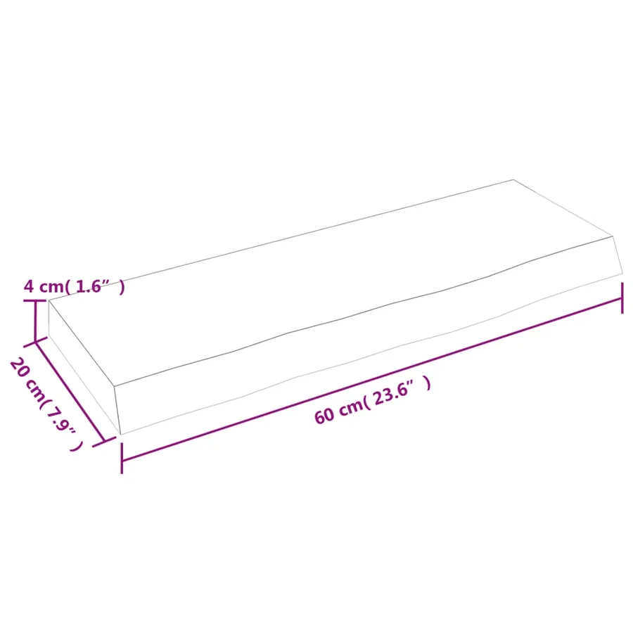 Étagère murale marron foncé 60x20x4 cm bois chêne massif traité - 7
