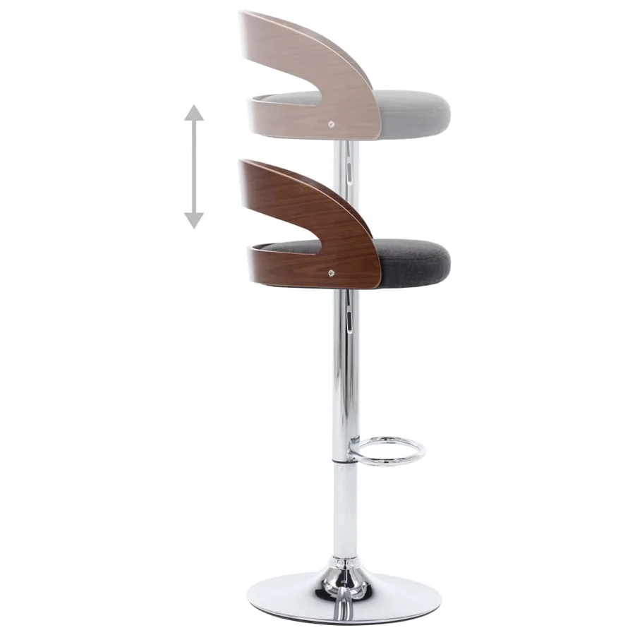Tabourets de bar lot de 2 gris foncé tissu et bois courbé - 6