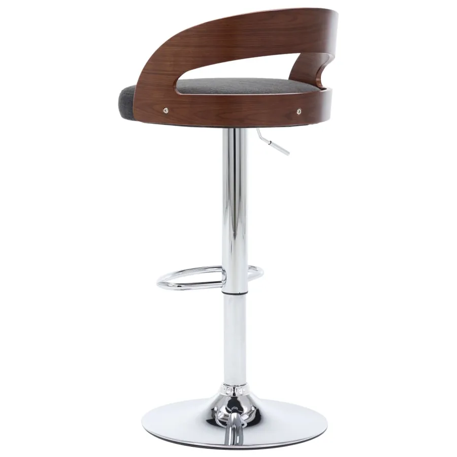 Tabourets de bar lot de 2 gris foncé tissu et bois courbé - 7