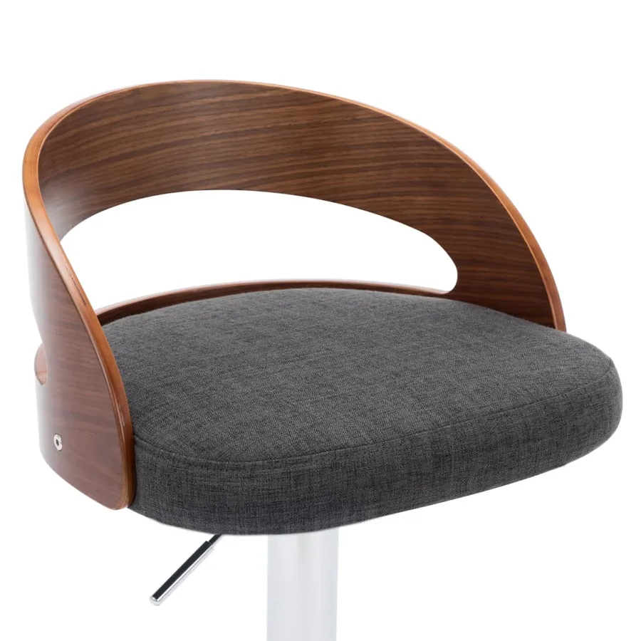 Tabourets de bar lot de 2 gris foncé tissu et bois courbé - 8
