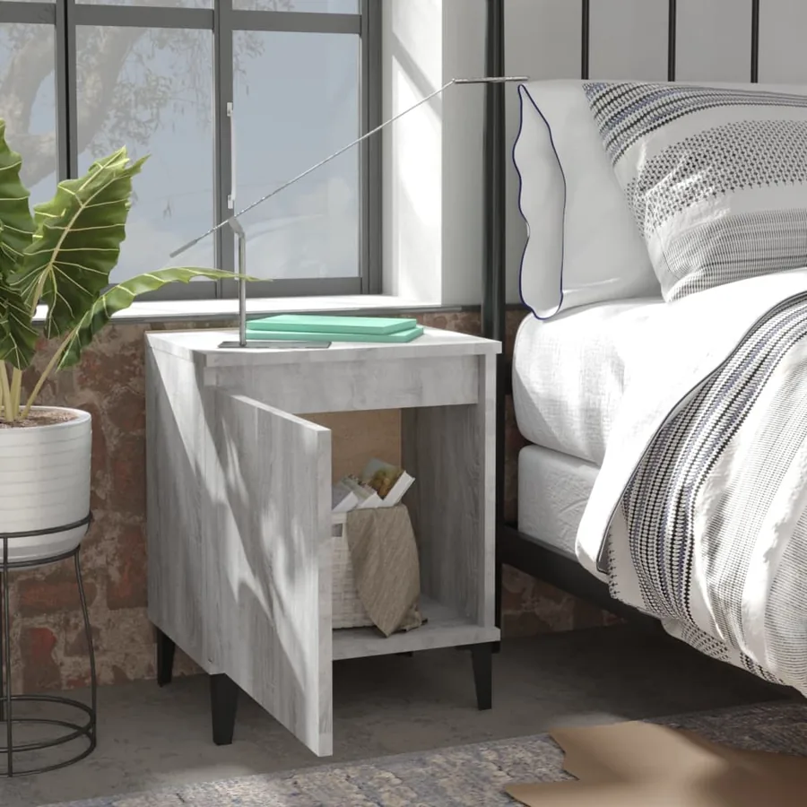 Table de chevet avec pieds en métal Sonoma gris 40x30x50 cm - 3