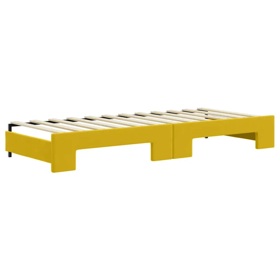 Lit de jour avec lit gigogne et matelas jaune 80x200 cm velours - 5