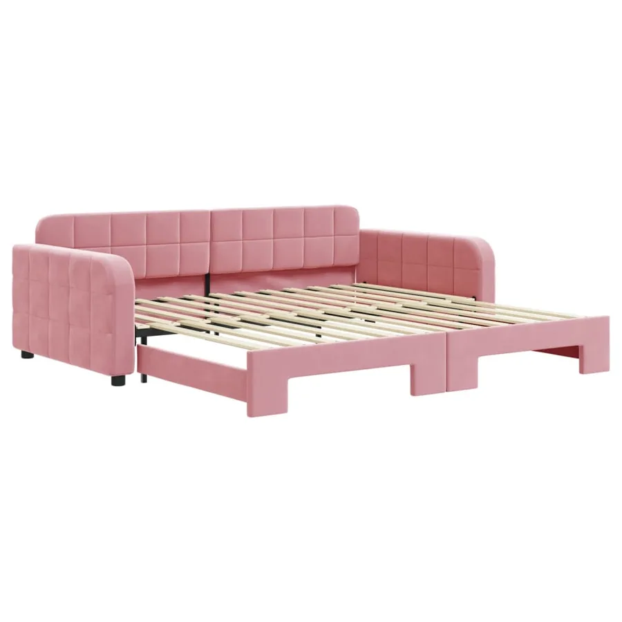 Lit de jour avec lit gigogne rose 100x200 cm velours - 2