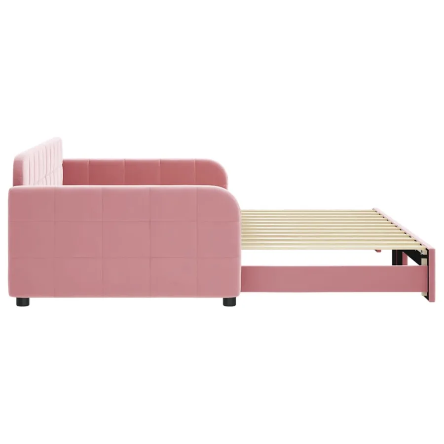 Lit de jour avec lit gigogne rose 100x200 cm velours - 4