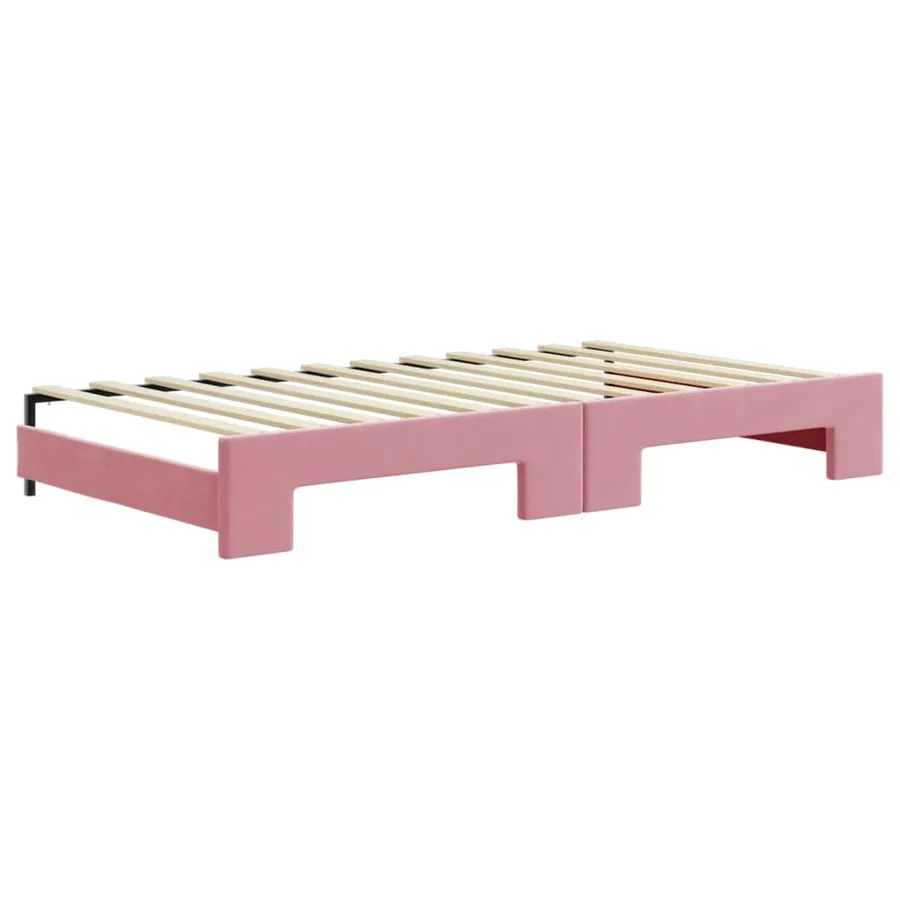 Lit de jour avec lit gigogne rose 100x200 cm velours - 8