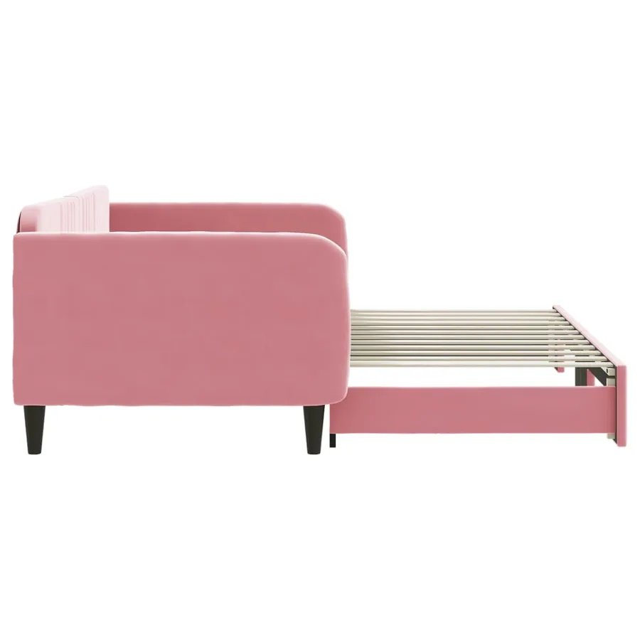 Lit de jour avec lit gigogne rose 100x200 cm velours - 4