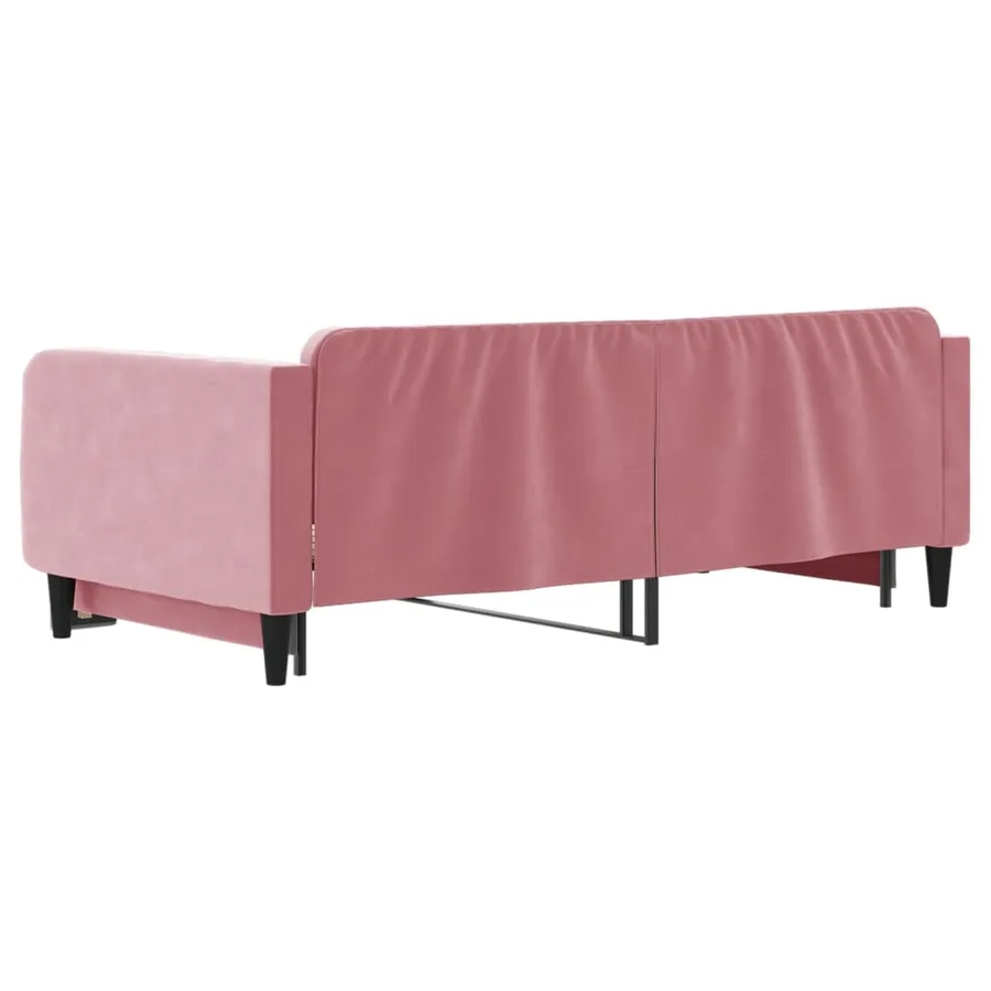 Lit de jour avec lit gigogne rose 100x200 cm velours - 5