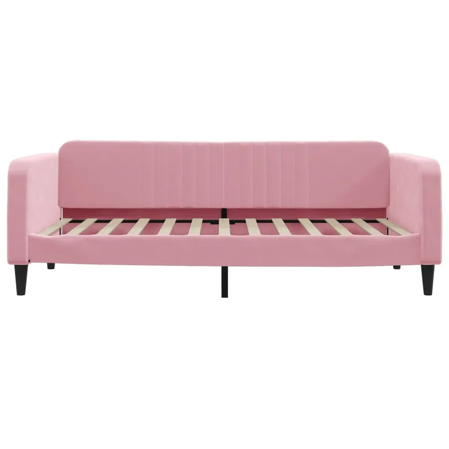 Lit de jour avec lit gigogne rose 100x200 cm velours - 7