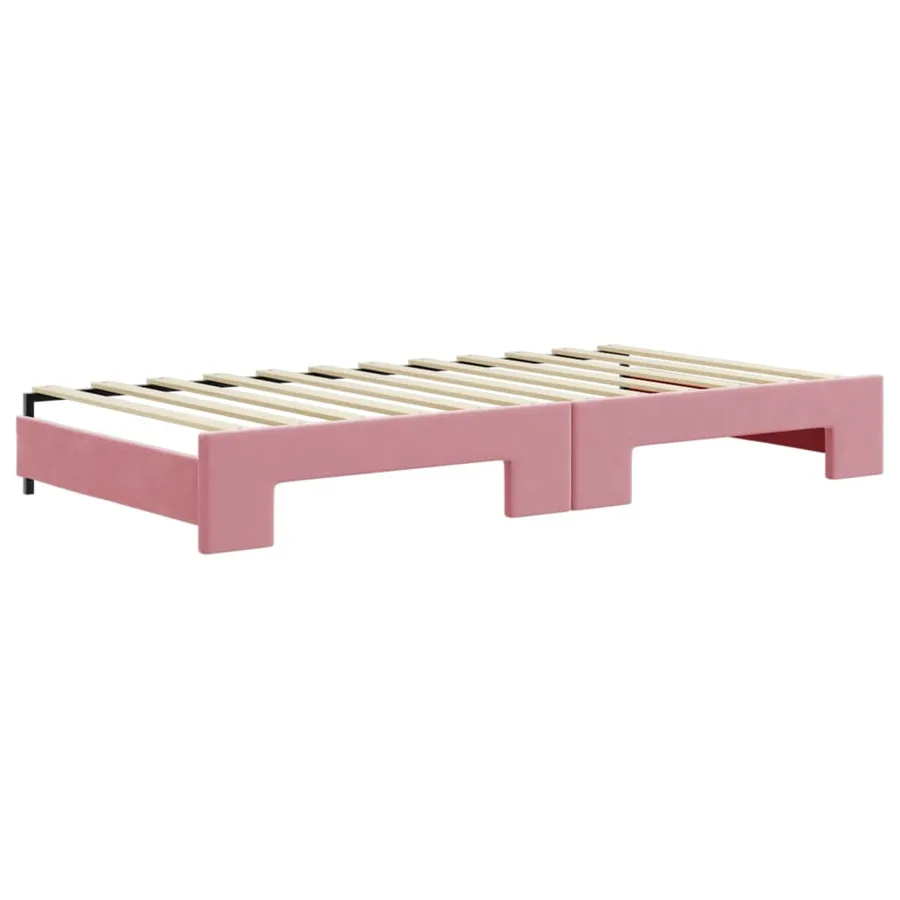 Lit de jour avec lit gigogne rose 100x200 cm velours - 8