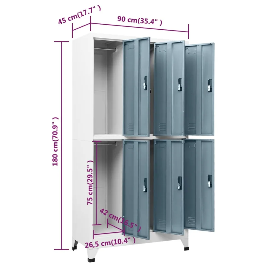 Armoire à casiers Gris clair et gris foncé 90x45x180 cm Acier - 8