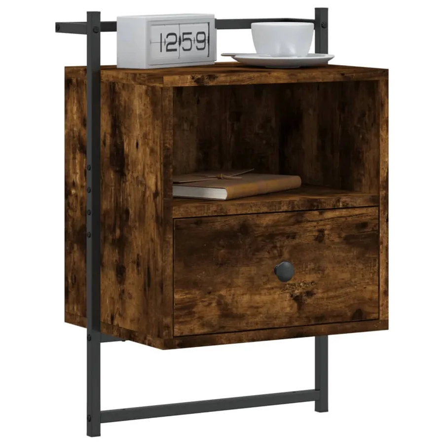 Table de chevet murale 2 pcs chêne fumé 40x30x61 cm - 3