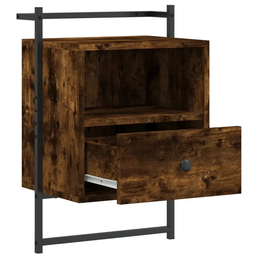 Table de chevet murale 2 pcs chêne fumé 40x30x61 cm - 5