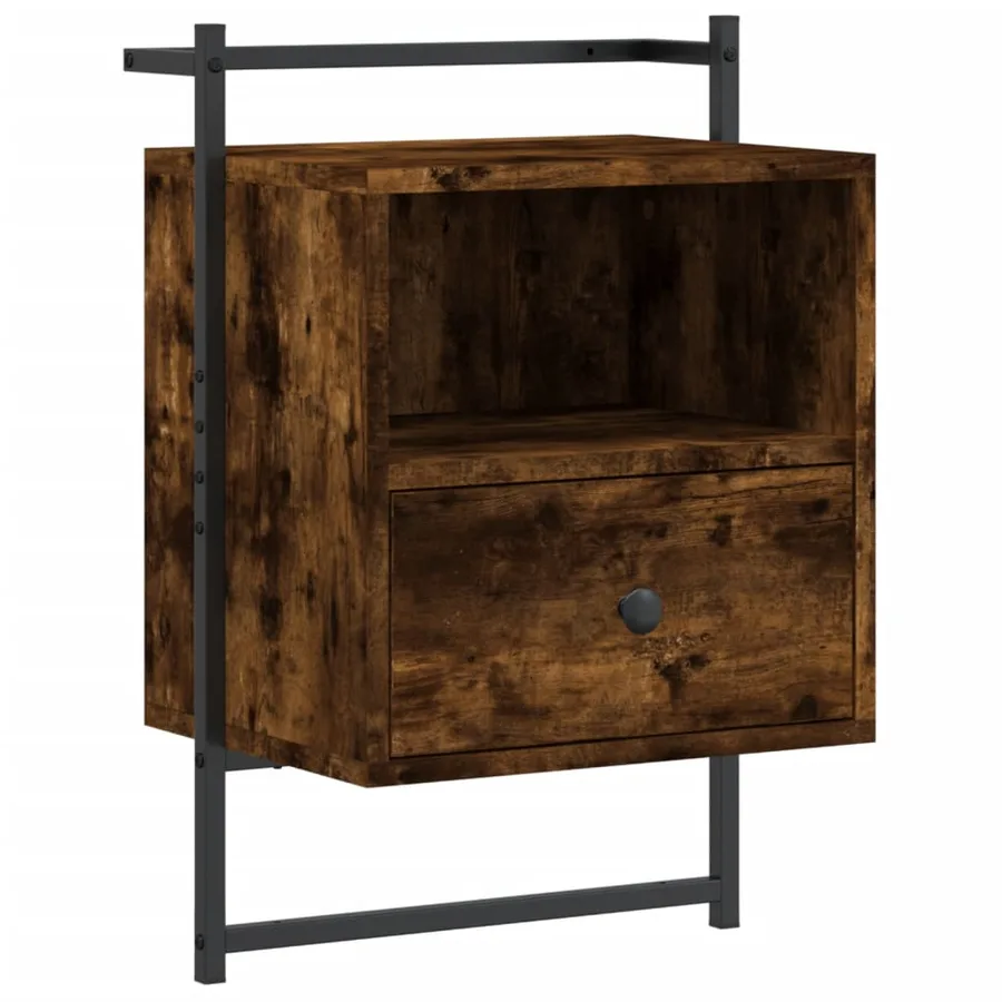 Table de chevet murale 2 pcs chêne fumé 40x30x61 cm - 6