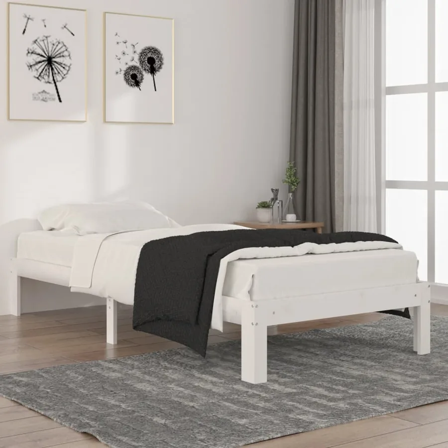 Cadre de lit sans matelas blanc bois de pin massif 90x200 cm