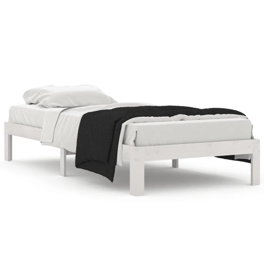 Cadre de lit sans matelas blanc bois de pin massif 90x200 cm - 2