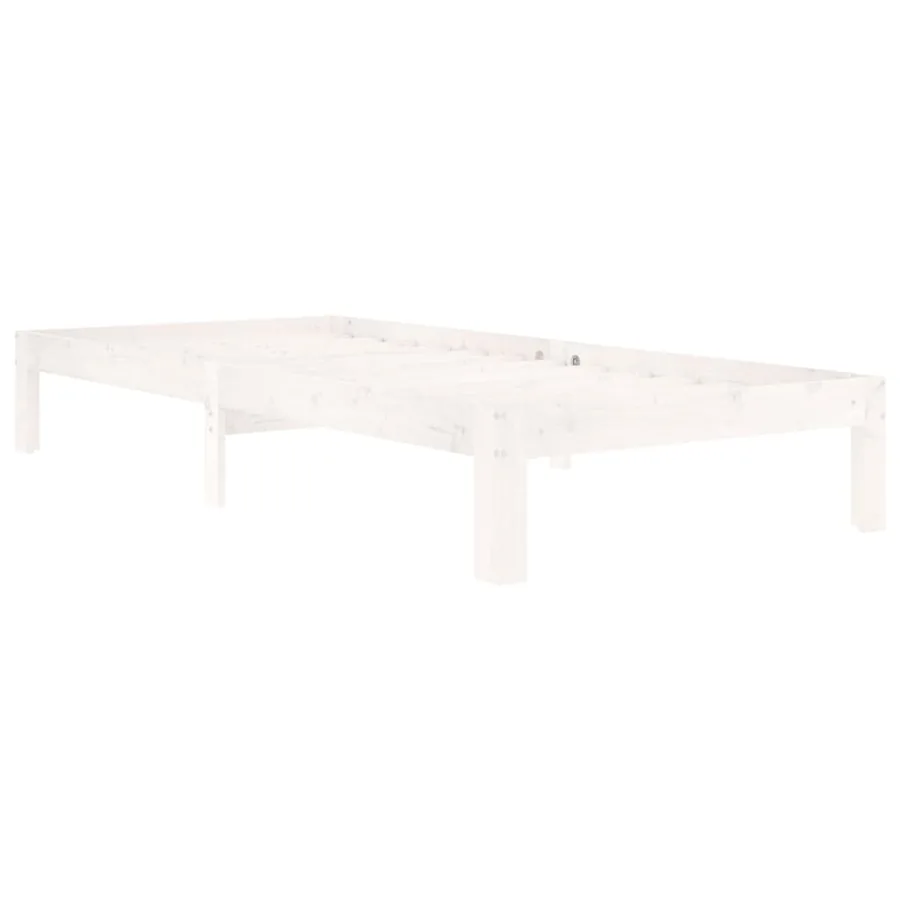 Cadre de lit sans matelas blanc bois de pin massif 90x200 cm - 3