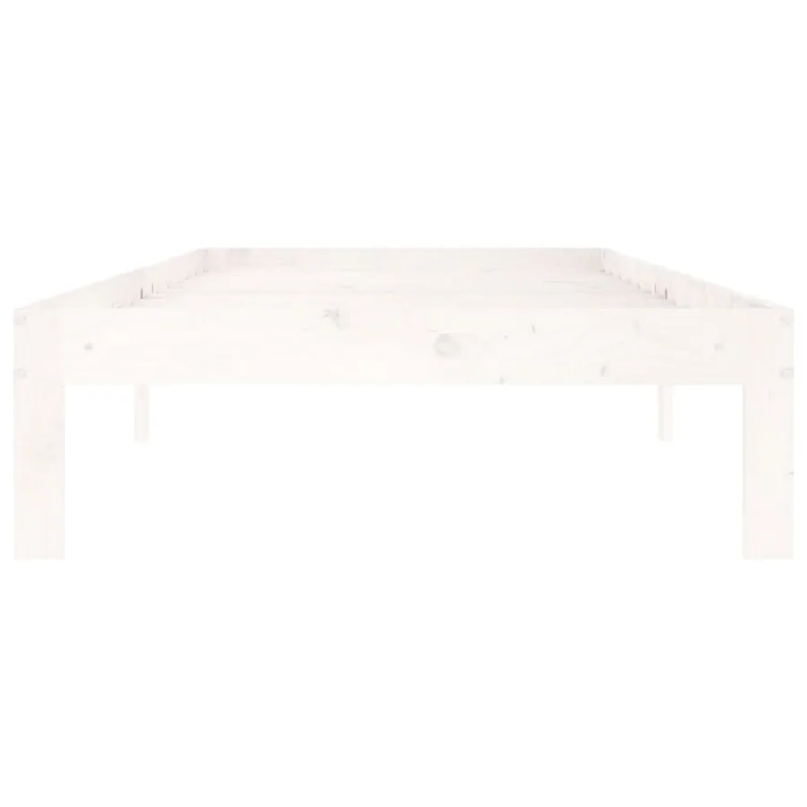 Cadre de lit sans matelas blanc bois de pin massif 90x200 cm - 4