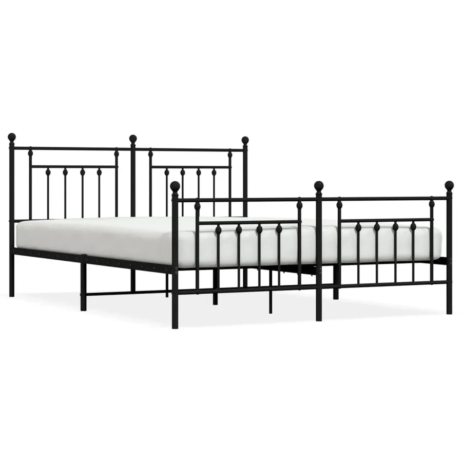 Cadre de lit métal sans matelas avec pied de lit noir 180x200cm - 2