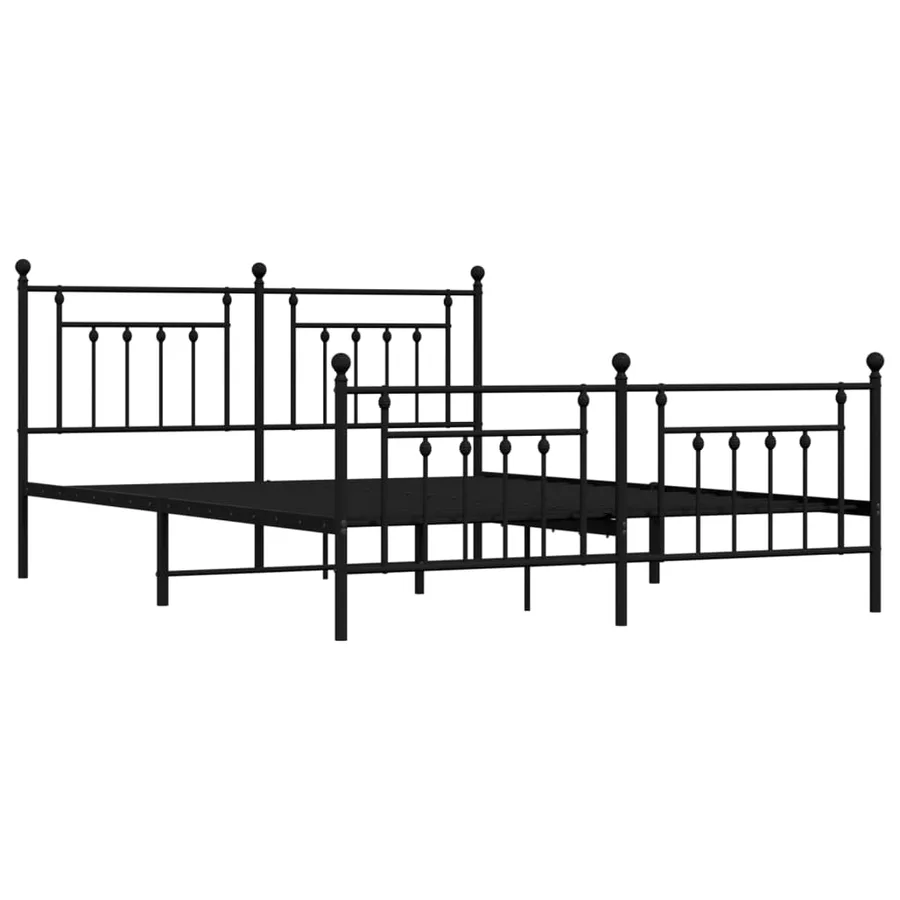 Cadre de lit métal sans matelas avec pied de lit noir 180x200cm - 4