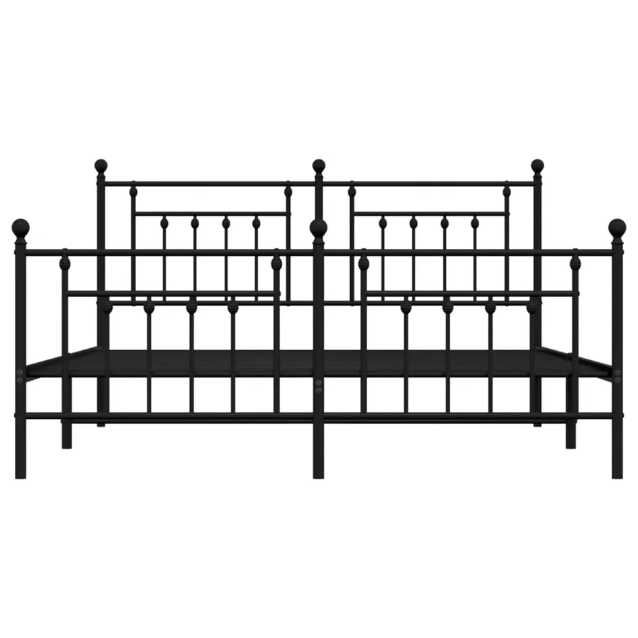 Cadre de lit métal sans matelas avec pied de lit noir 180x200cm - 5