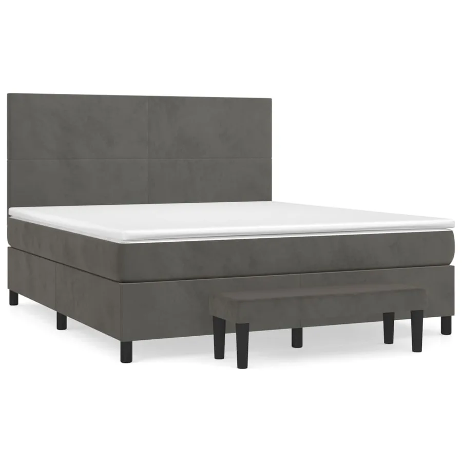 Sommier à lattes de lit et matelas Gris foncé 180x200cm Velours - 2