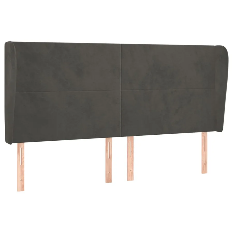 Tête de lit avec oreilles Gris foncé 163x23x118/128 cm Velours - 2