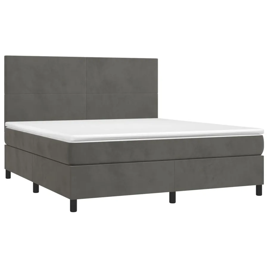 Sommier à lattes de lit et matelas Gris foncé 160x200cm Velours - 3
