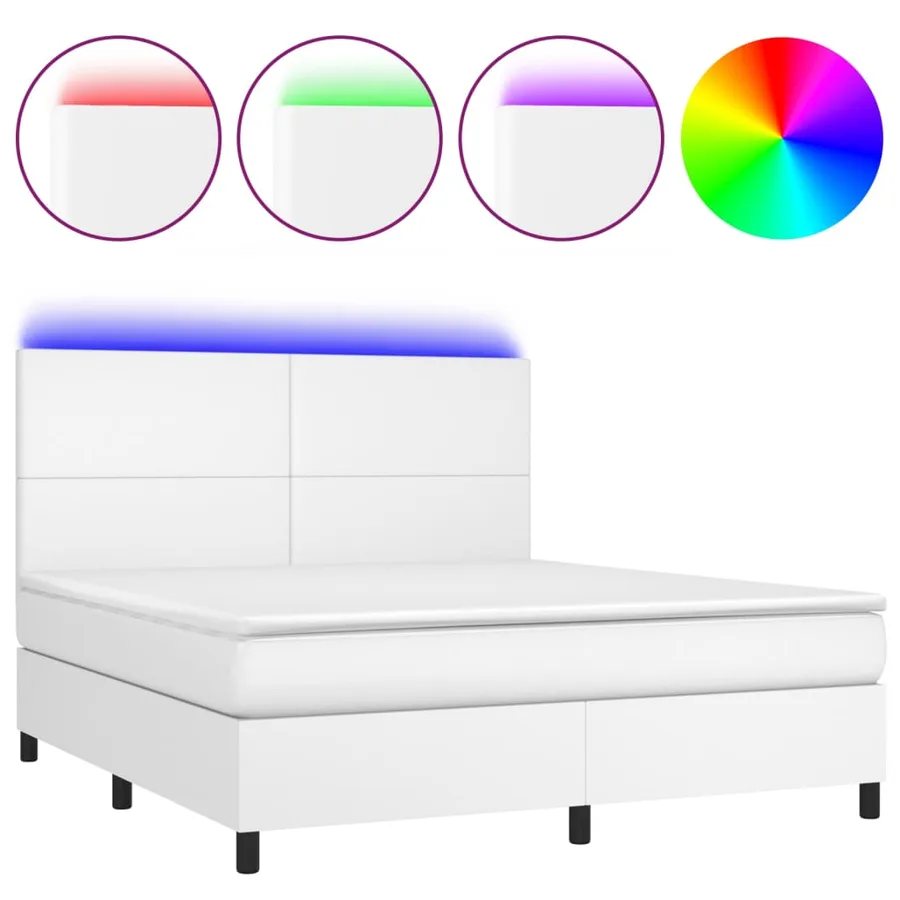 Sommier à lattes de lit avec matelas et LED Blanc 160x200 cm - 2