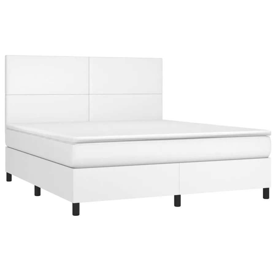 Sommier à lattes de lit avec matelas et LED Blanc 160x200 cm - 3