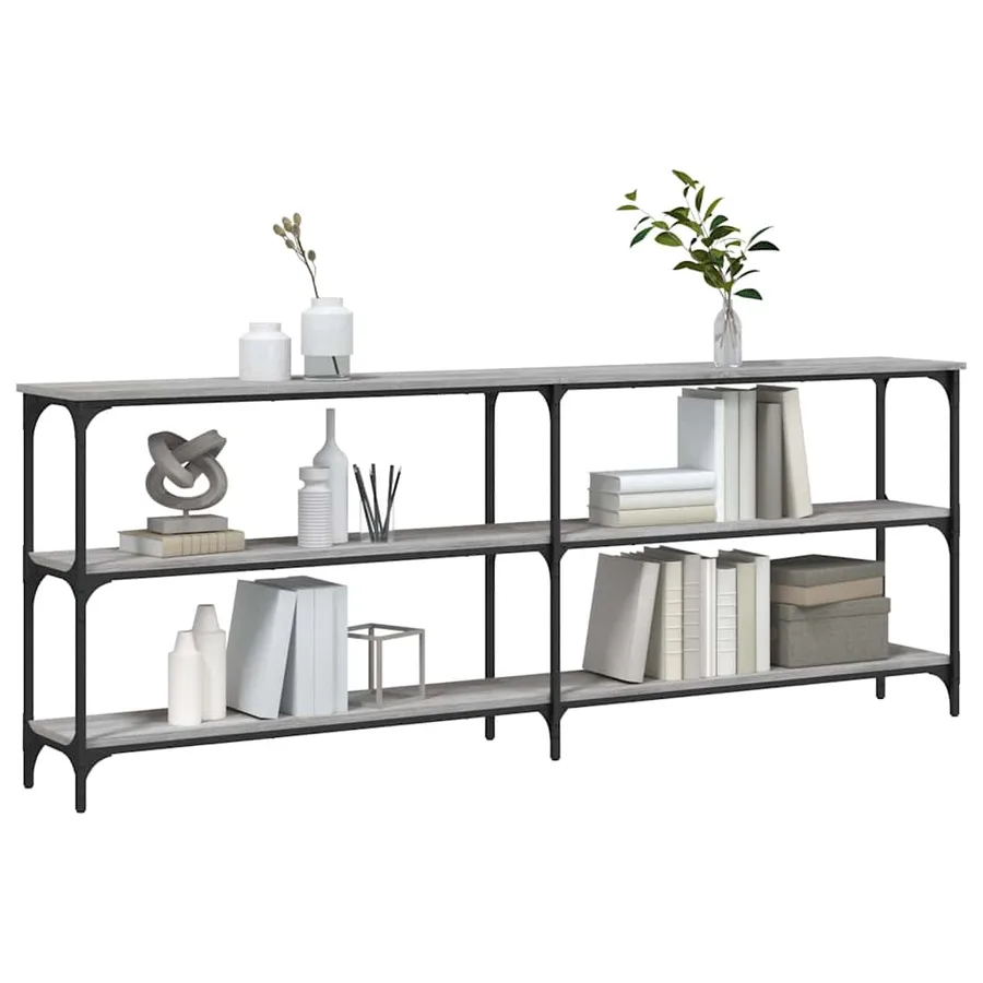 Table console sonoma gris 200x29x75 cm bois d'ingénierie - 3