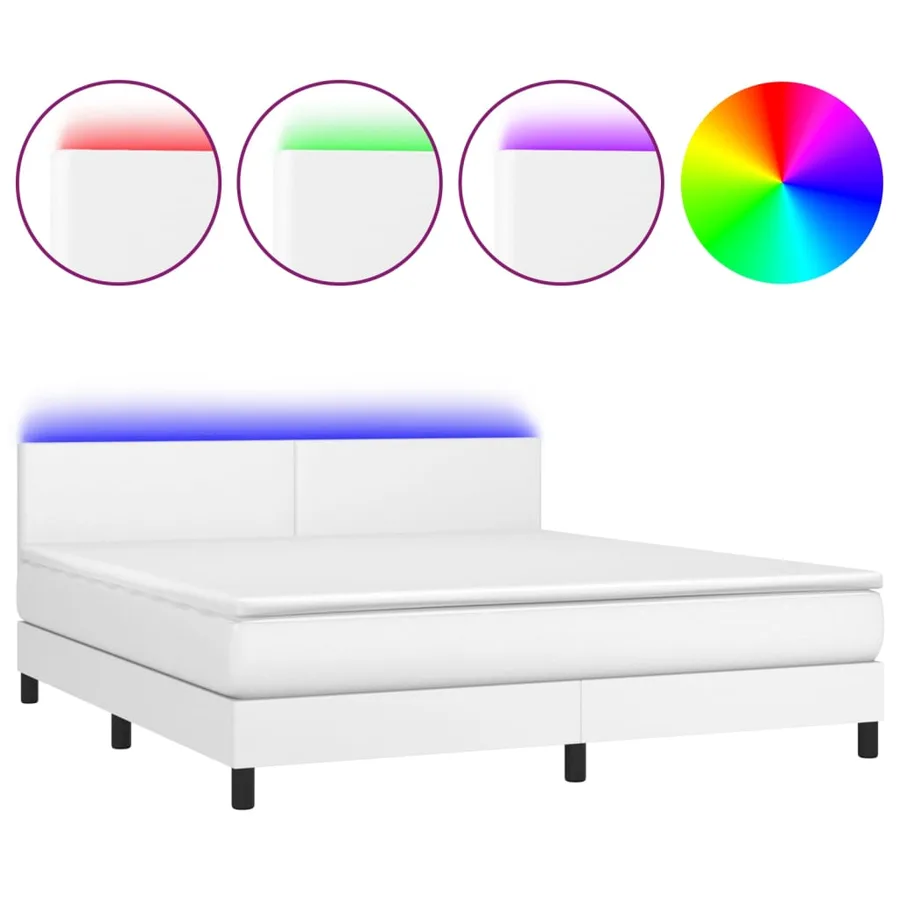 Sommier à lattes de lit avec matelas et LED Blanc 160x200 cm - 2
