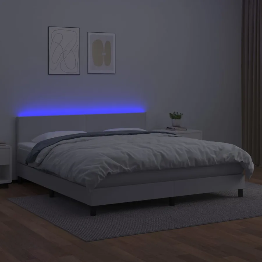 Sommier à lattes de lit avec matelas et LED Blanc 160x200 cm - 4