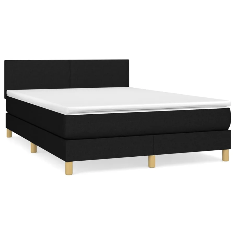 Sommier à lattes de lit avec matelas Noir 140x200 cm Tissu - 2