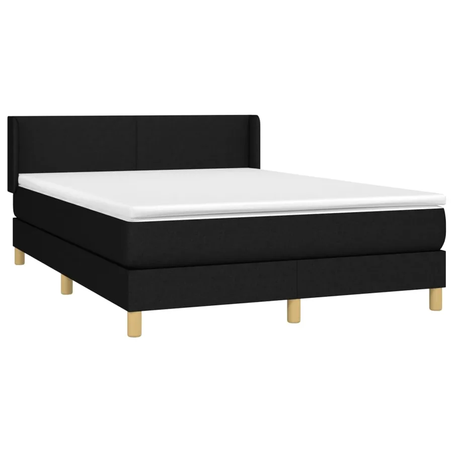 Sommier à lattes de lit avec matelas Noir 140x200 cm Tissu - 3