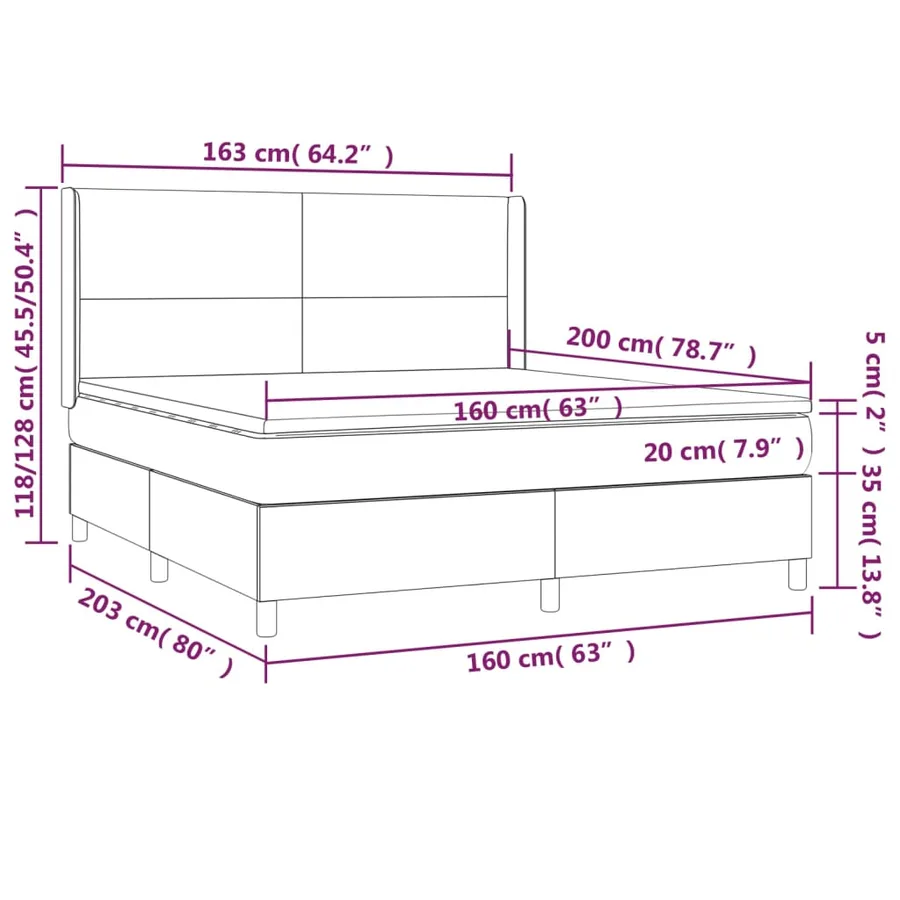 Sommier à lattes de lit matelas et LED Gris clair 160x200 cm - 8