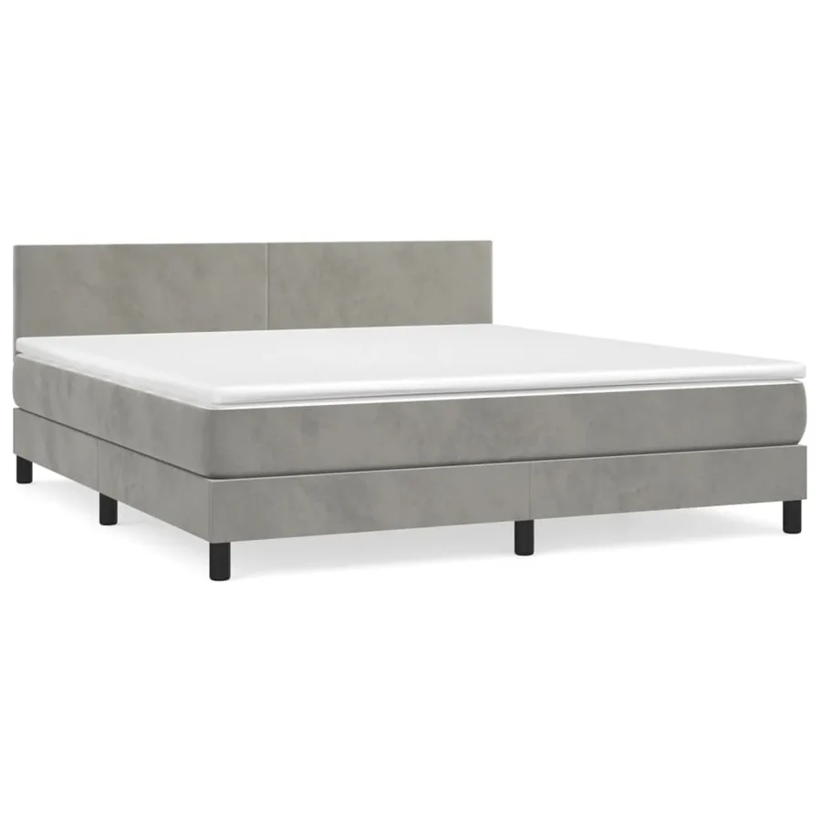 Sommier à lattes de lit et matelas Gris clair 160x200cm Velours - 2