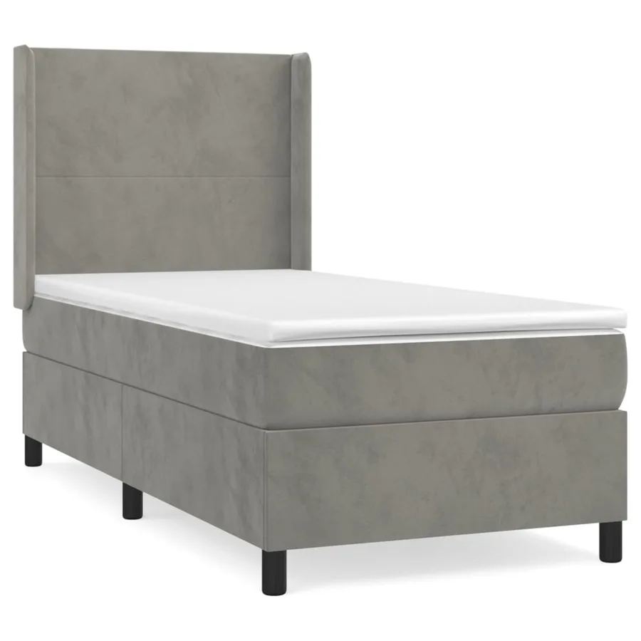 Sommier à lattes de lit et matelas Gris clair 80x200 cm Velours - 2