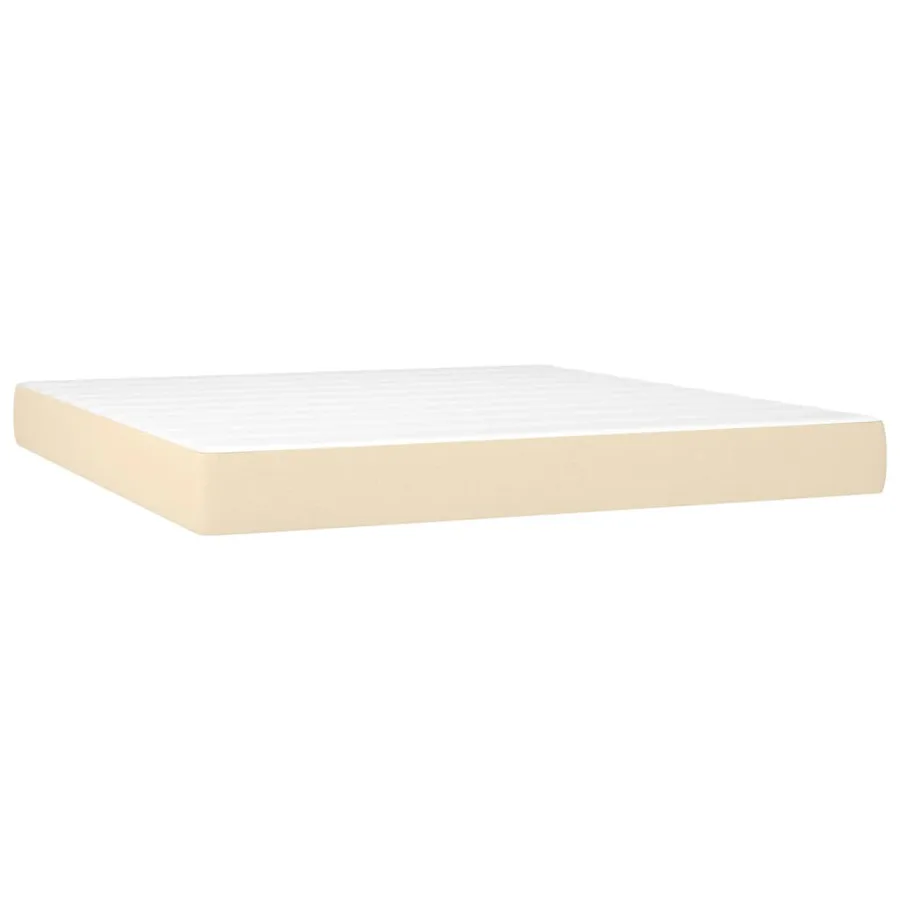 Sommier à lattes de lit avec matelas Crème 160x200 cm Tissu - 5