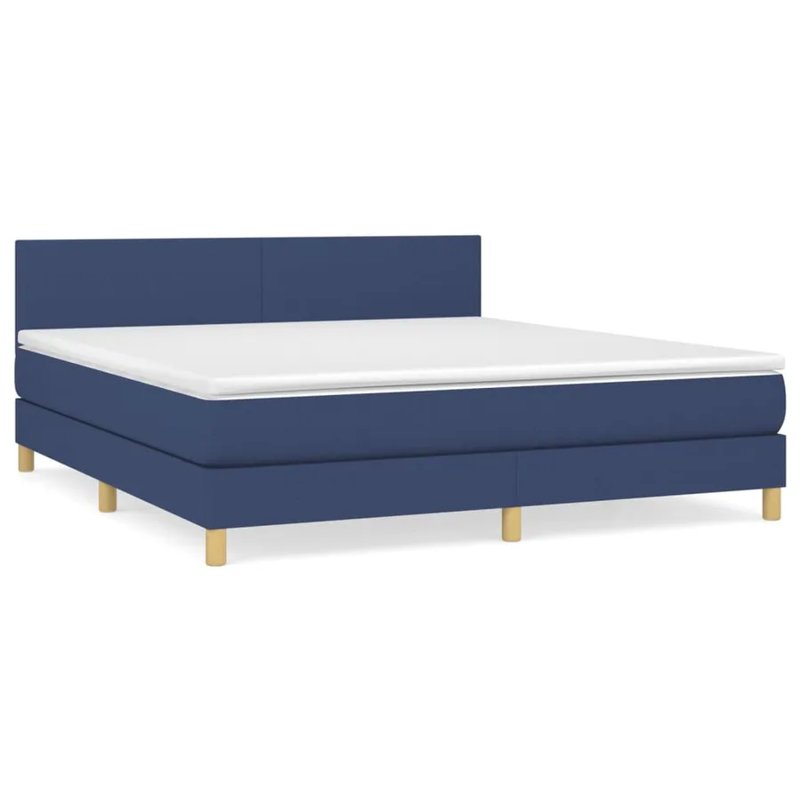 Sommier à lattes de lit avec matelas Bleu 160x200 cm Tissu - 2