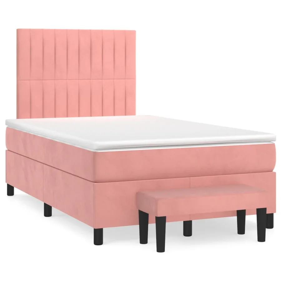 Sommier à lattes de lit avec matelas Rose 120x200 cm Velours - 2