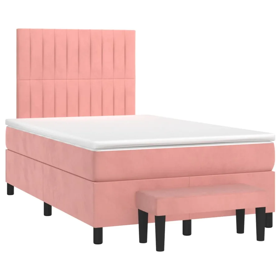 Sommier à lattes de lit avec matelas Rose 120x200 cm Velours - 3