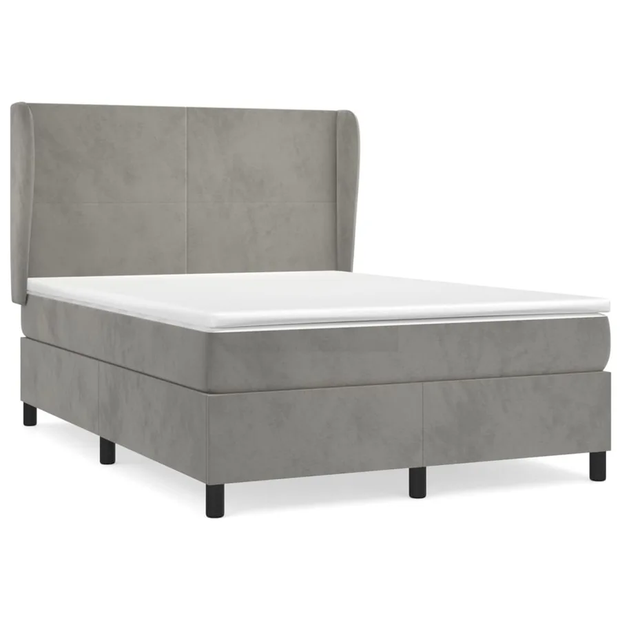 Sommier à lattes de lit et matelas Gris clair 140x200cm Velours - 2