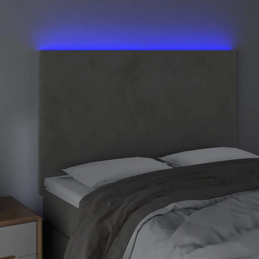 Tête de lit à LED Gris clair 144x5x118/128 cm Velours - 3