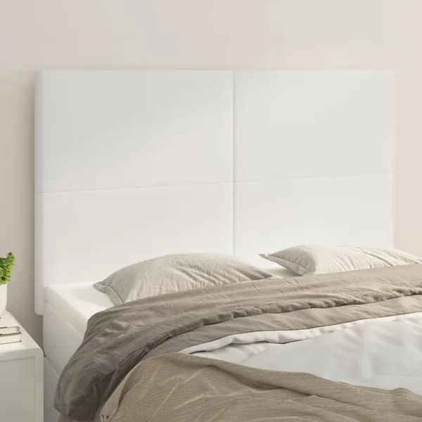 Tête de lit blanche 144 x 5 x 118/128 cm similicuir