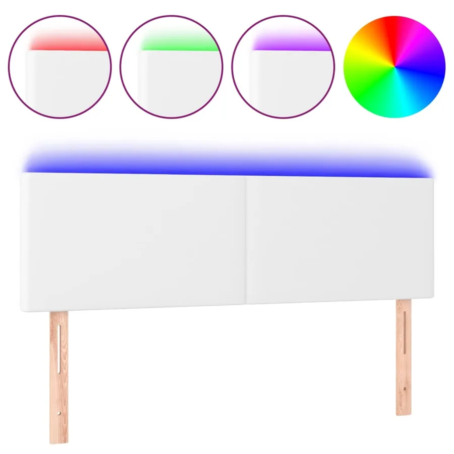 Tête de lit à LED Blanc 144x5x78/88 cm Similicuir - 2