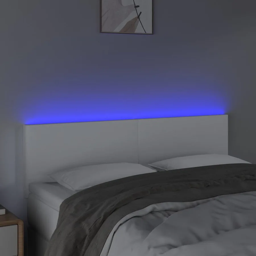 Tête de lit à LED Blanc 144x5x78/88 cm Similicuir - 3