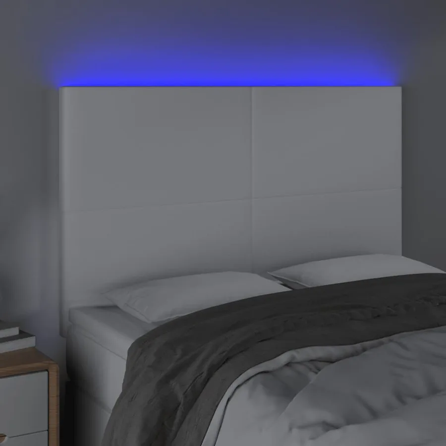 Tête de lit à LED Blanc 144x5x118/128 cm Similicuir - 3