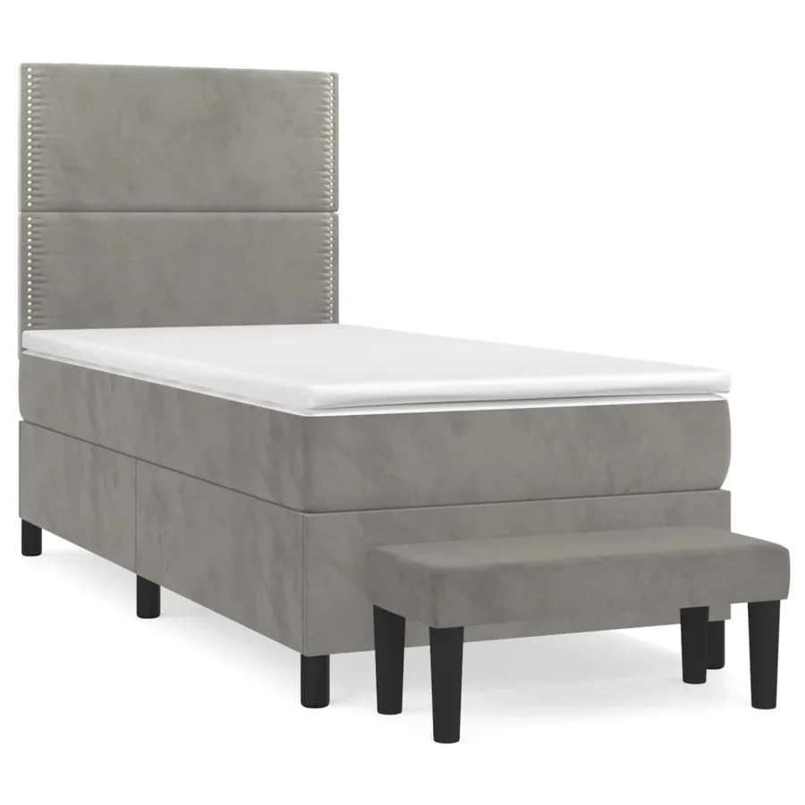 Sommier à lattes de lit et matelas Gris clair 100x200cm Velours - 2