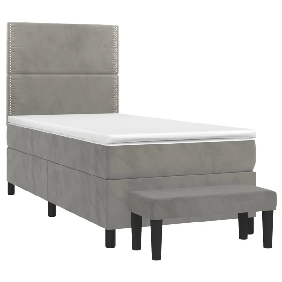 Sommier à lattes de lit et matelas Gris clair 100x200cm Velours - 3